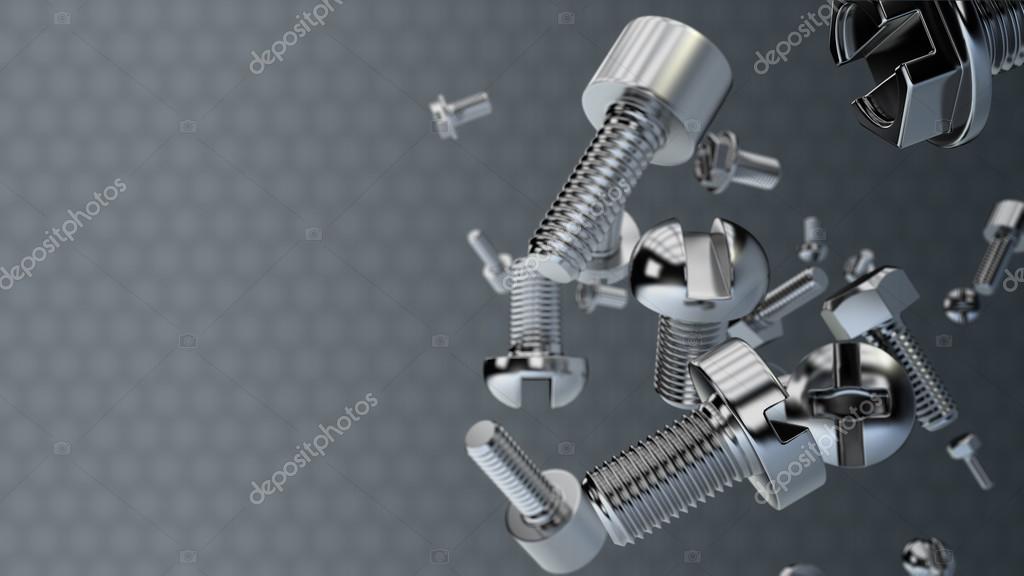 Selezione di viti e bulloni suddivisi per misura in scomparti